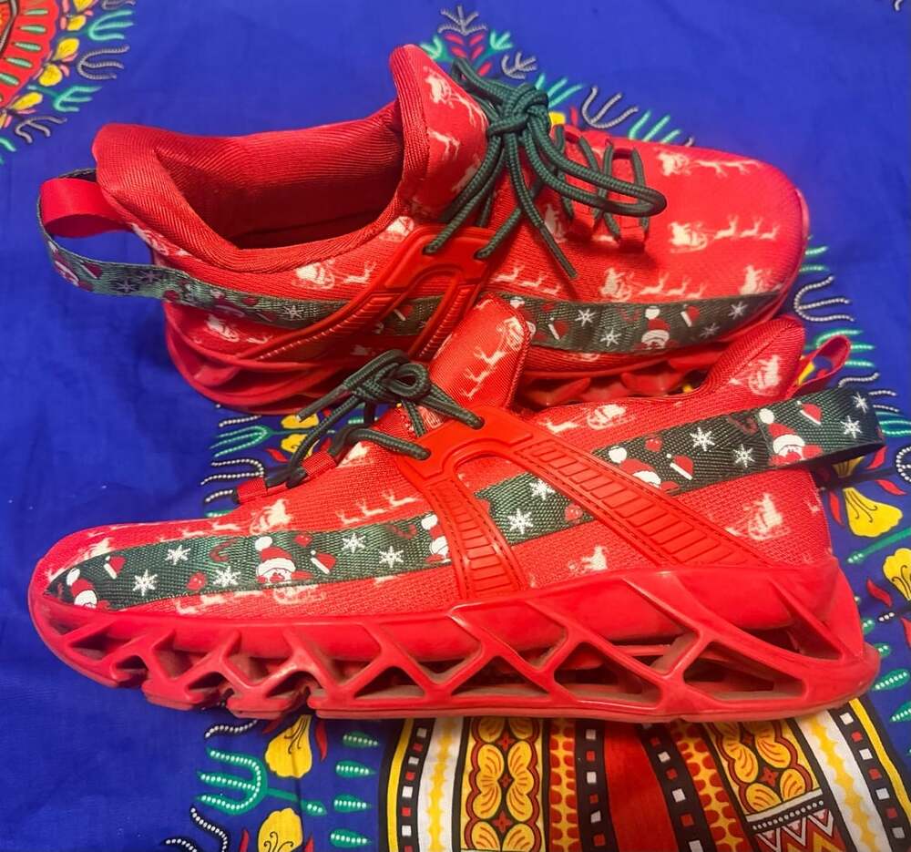 Christmas Running Sneakers Blade-Sole Red Holiday Athletic Shoes